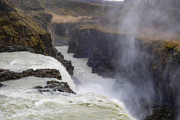 No People Photograph - Gullfoss Waterfall In Iceland 3 by John Twynam