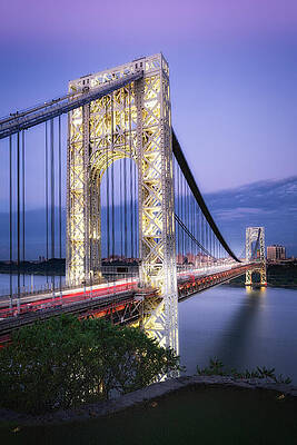 Wall Art featuring the photograph GW Bridge Illuminated NYC by Susan Candelario