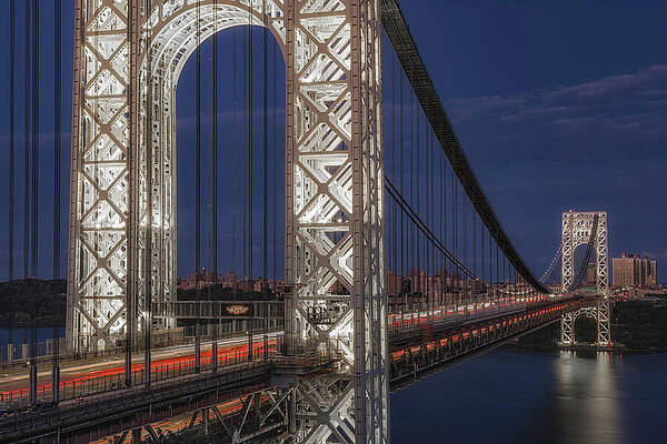 Wall Art featuring the photograph GW Bridge The Illuminated Gateway by Susan Candelario