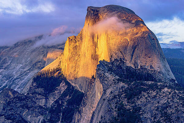 Mountain Photograph - Half Dome Sunset Zoom by David Fountain