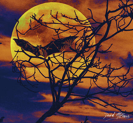 Tree Wall Art featuring the digital art Halloween Bat by David McKinney