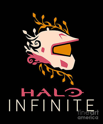 Wall Art featuring the digital art Halo Infinite Spartan Helmet Emblem Floral Pink Edition Fan Art by Kirania Finest