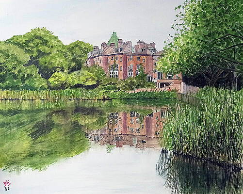 Wall Art featuring the painting Hampstead Heath Pond Two  London  UK by Francisco Gutierrez