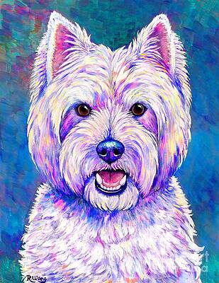 Painting - Happiness - Neon Colorful West Highland White Terrier Dog by Rebecca Wang