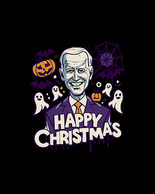 Xmas Wall Art featuring the digital art Happy Christmas Joe Biden Funny Halloween by Flippin Sweet Gear