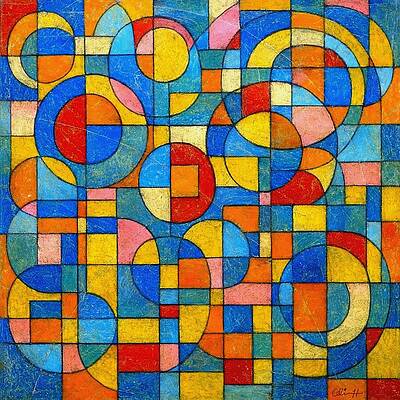 Colorful Geometric Abstraction Wall Art