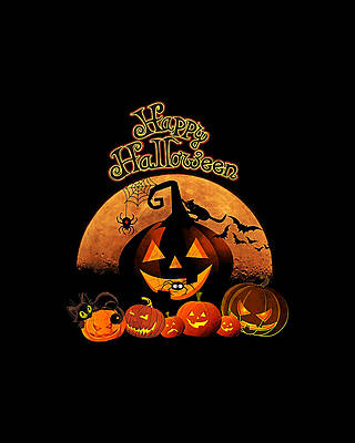 Happiness Wall Art featuring the digital art Happy Halloween by Flippin Sweet Gear