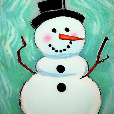 Wall Art featuring the digital art Happy Snowman In The Winter Cold by Tatiana Travelways