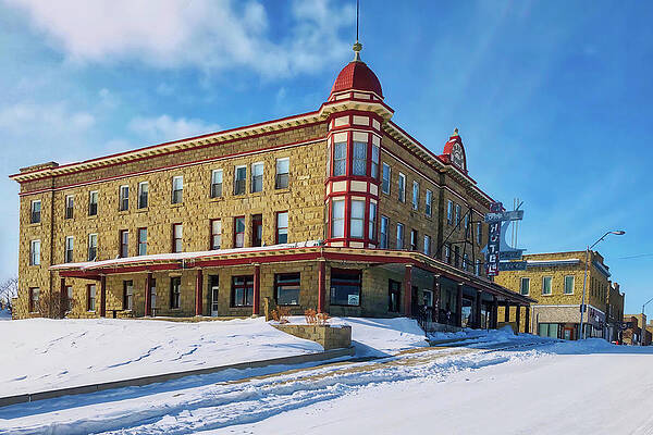 Wall Art featuring the photograph Historic Graves Hotel, Harlowton Montana by Tatiana Travelways
