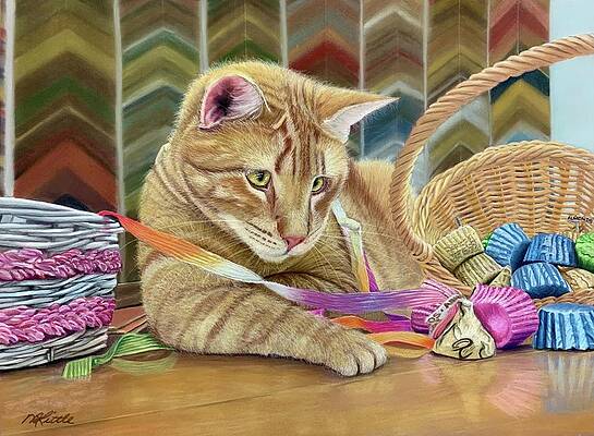 Cat Wall Art featuring the pastel Harry by Marlene Little