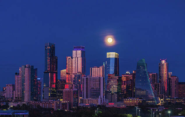 Moonlit Cityscape at Night Wall Art