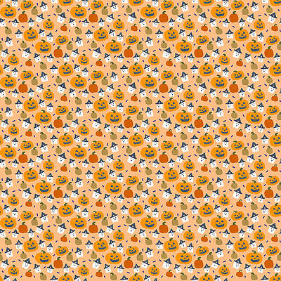 Halloween Wall Art featuring the digital art Haunted Harvest Ghosts In The Pumpkin Patch Halloween Pattern by Snow Iris Studio