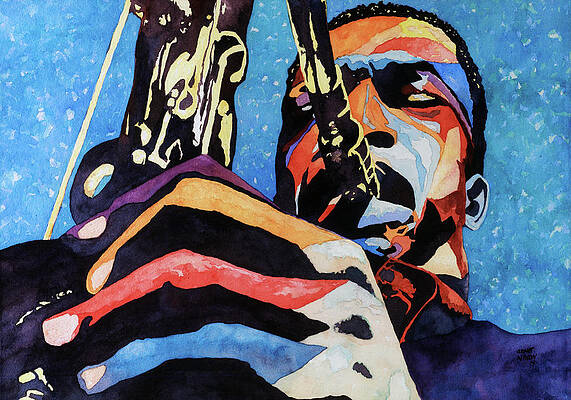 Music Wall Art featuring the painting Having A Little Sax by Grant Nixon