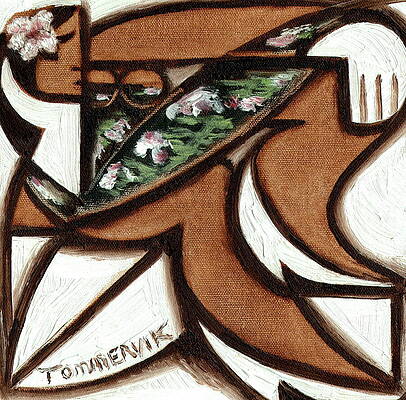 Dynamic Painting - Hawaiian Woman Sitting On Surfboard by Tommervik