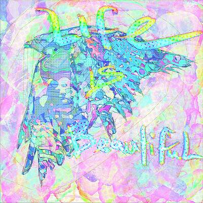 Nature Wall Art featuring the mixed media Hawk Abstract by David McKinney