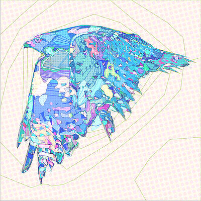 Bird Wall Art featuring the mixed media Hawk Abstract V4 by David McKinney