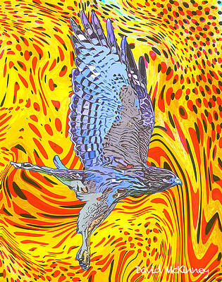 Bird Wall Art featuring the mixed media Hawk III by David McKinney