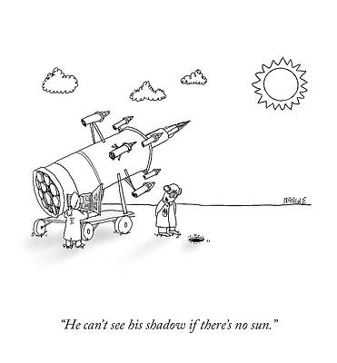 Sunshine Wall Art featuring the drawing He Can't See His Shadow by Jared Nangle