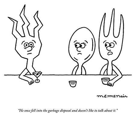 Fork Wall Art featuring the drawing He Doesn't Like To Talk About It by Elisabeth McNair