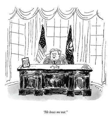 Curtain Drawing - He Loves Me Not by Zoe Si