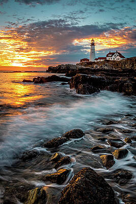Wall Art featuring the photograph Head Light At Dawn by Jeff Sinon