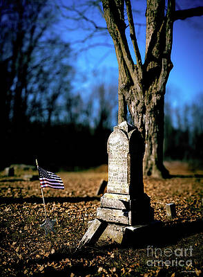 Wall Art featuring the photograph Headstone Of War Veteran At Foote St Cemetery In Middlebury, Vermont by Eric Killorin