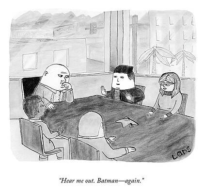 Batman Wall Art featuring the drawing Hear Me Out by Lars Kenseth