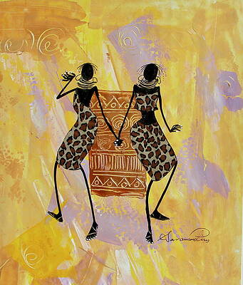 Vibrant Wall Art featuring the painting Heart To Heart by Sarah Shiundu