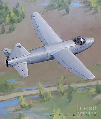 Airplane Wall Art featuring the painting Heinkel He 178 by Jack Fellows