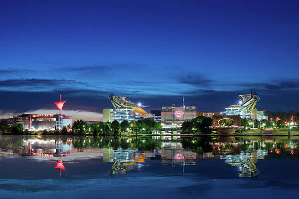 Usa Photograph - Heinz Field And Carnegie Science Center At Night by Steven Heap
