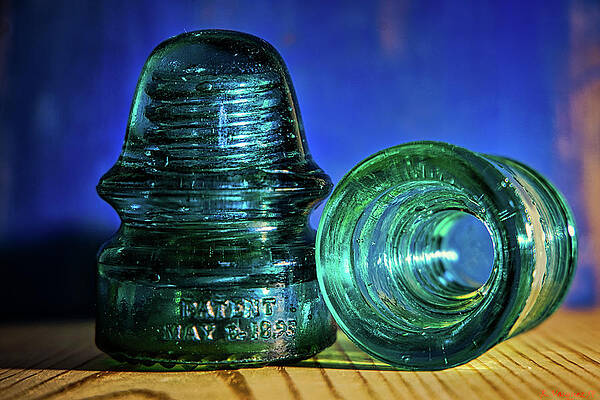 Train Photograph - Hemingray Glass Railroad Pole Insulators 1890s by Rene Vasquez