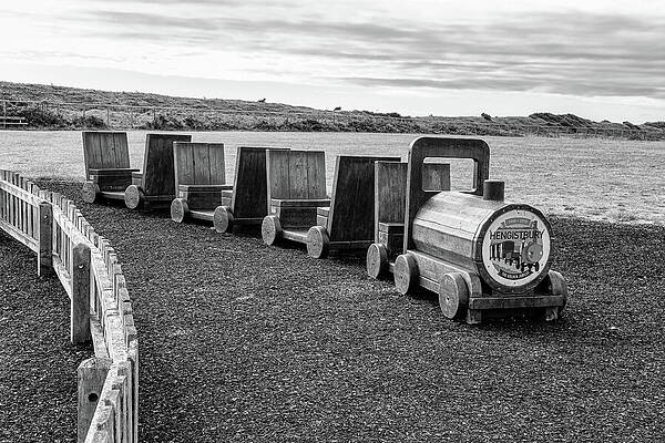 Wooden Train in Open Field Wall Art