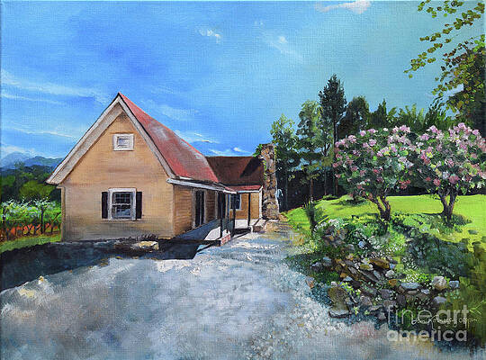 Painting - Henry Evans Homestead - Buckley Vineyards - Ellijay by Jan Dappen