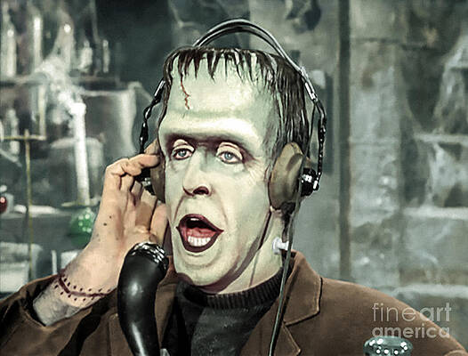 Funny Wall Art featuring the photograph Herman Munster At The Radio by Franchi Torres