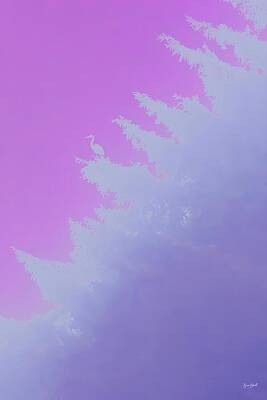 Bird Perched on Lavender Trees Digital Art