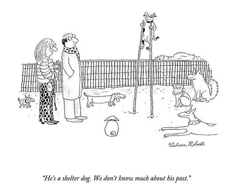 People Drawing - He's A Shelter Dog by Victoria Roberts