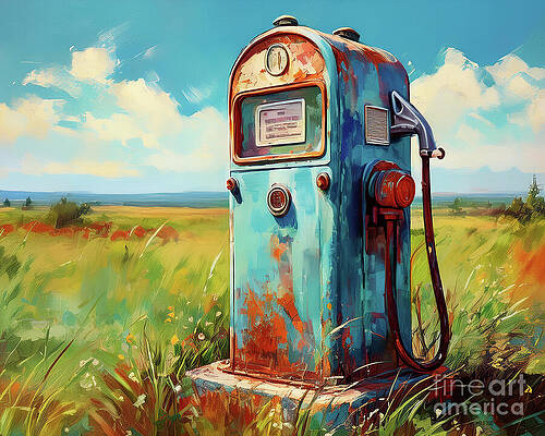 Vintage Wall Art featuring the ai art Hi Octane by Macro Abundance