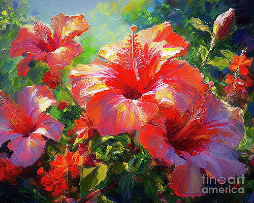 Summer Digital Art - Hibiscus Heaven by Macro Abundance