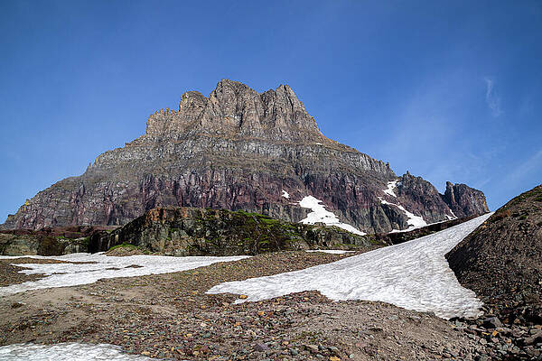 Towering Mountain with Snow Patches Wall Art
