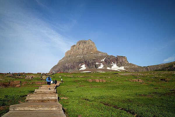 Hikers Approaching Mountain Peak Wall Art