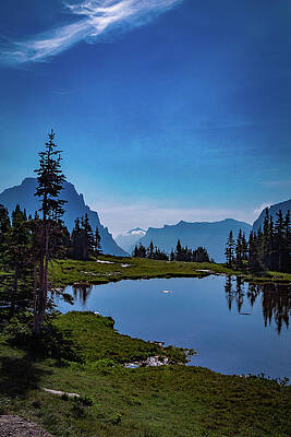 Mountain Lake Under Blue Sky Wall Art