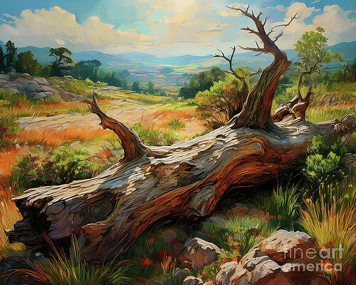 Vintage Wall Art featuring the ai art High Desert Bones by Macro Abundance