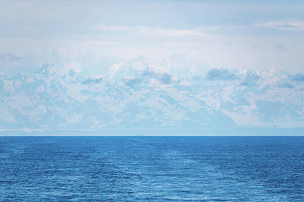 Wall Art featuring the photograph High Mountains Around Yakutat In Mist As Ship Sails From Hubbard by Steven Heap