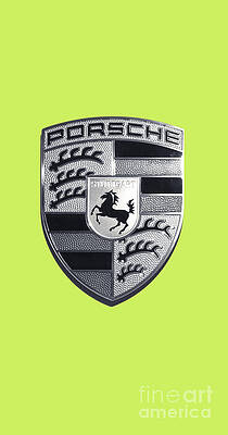 Wall Art featuring the photograph High Res Porsche Emblem Isolated BW by Stefano Senise