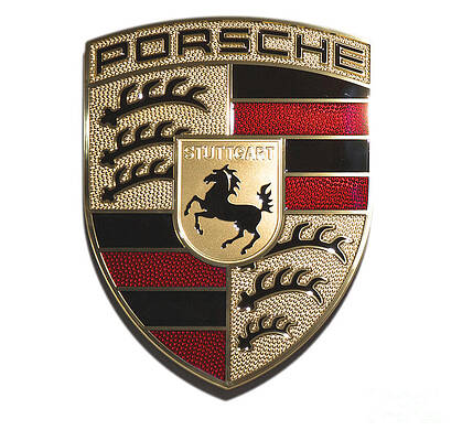 Wall Art featuring the photograph High Res Porsche Emblem Isolated by Stefano Senise