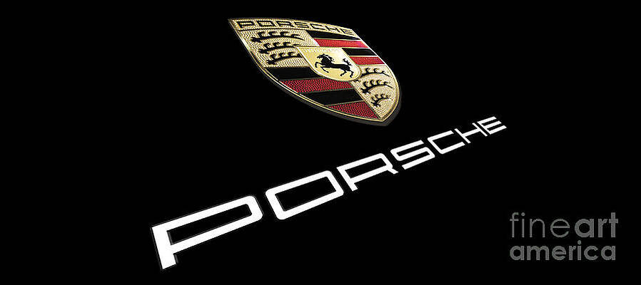 Wall Art featuring the photograph High Res Quality Porsche Logo - Angled Hood Badge Isolated by Stefano Senise