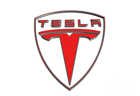 Transportation Wall Art featuring the photograph High Res Tesla Emblem Logo Isolated 2 by Stefano Senise