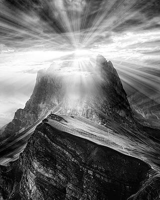 Rays Over Majestic Mountains Photograph