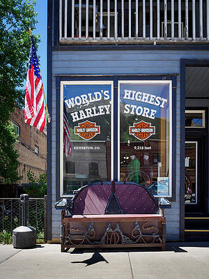 Wall Art featuring the photograph Highest Harley Store In World Silverton Colorado by Mary Lee Dereske