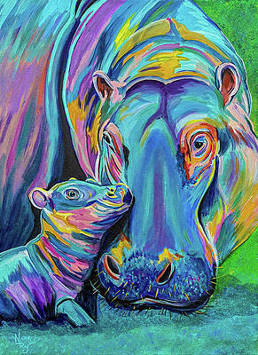 Highlighted Hippos Print